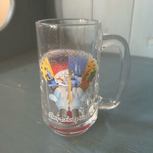 Vintage Walt Disney World Parks Glass Beer Mug - Colorful Design/Mickey Hands